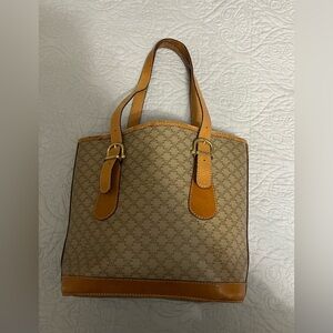 CELINE Classic Macadam Bucket Bag GUC 100% Authentic Brown/Tan- Vintage